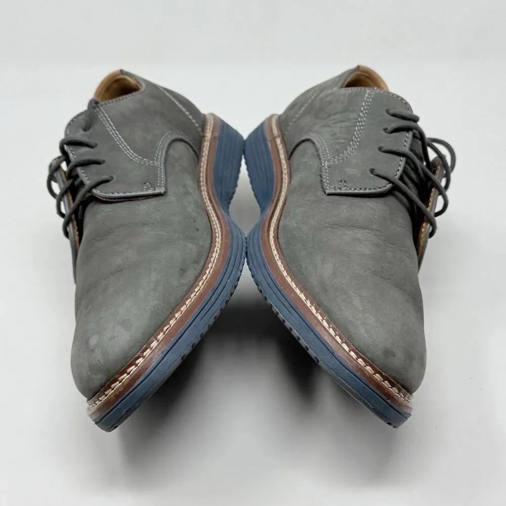 Johnston Murphy Upton Derby Shoes Mens 8.5 M Gray Blue Nubuck Leather Plain Toe